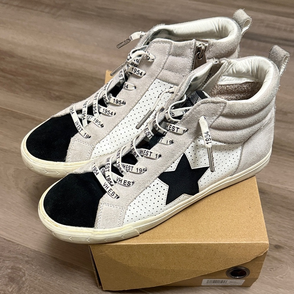 Vintage Havana White, Black & Gray High-Top Sneakers